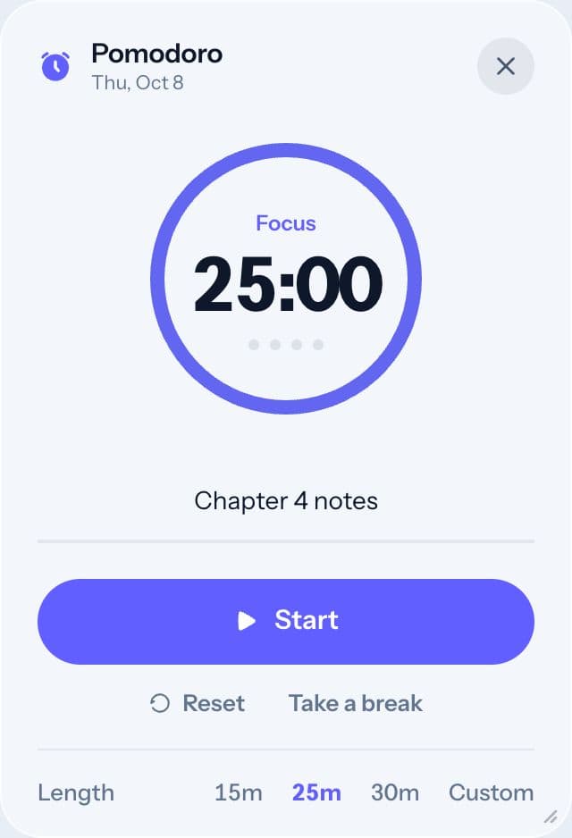 Pomodoro widget